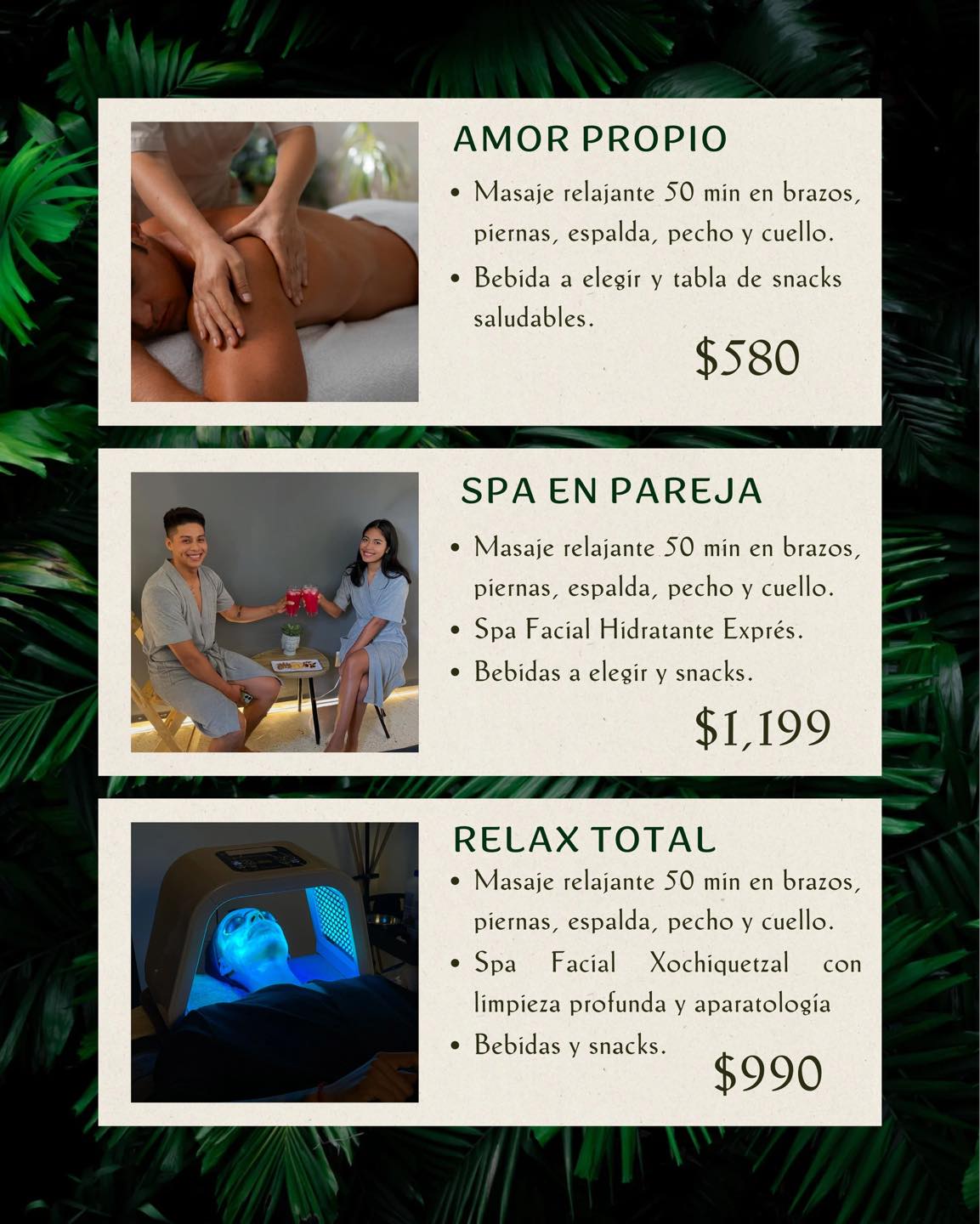 Lista de paquetes y precios
